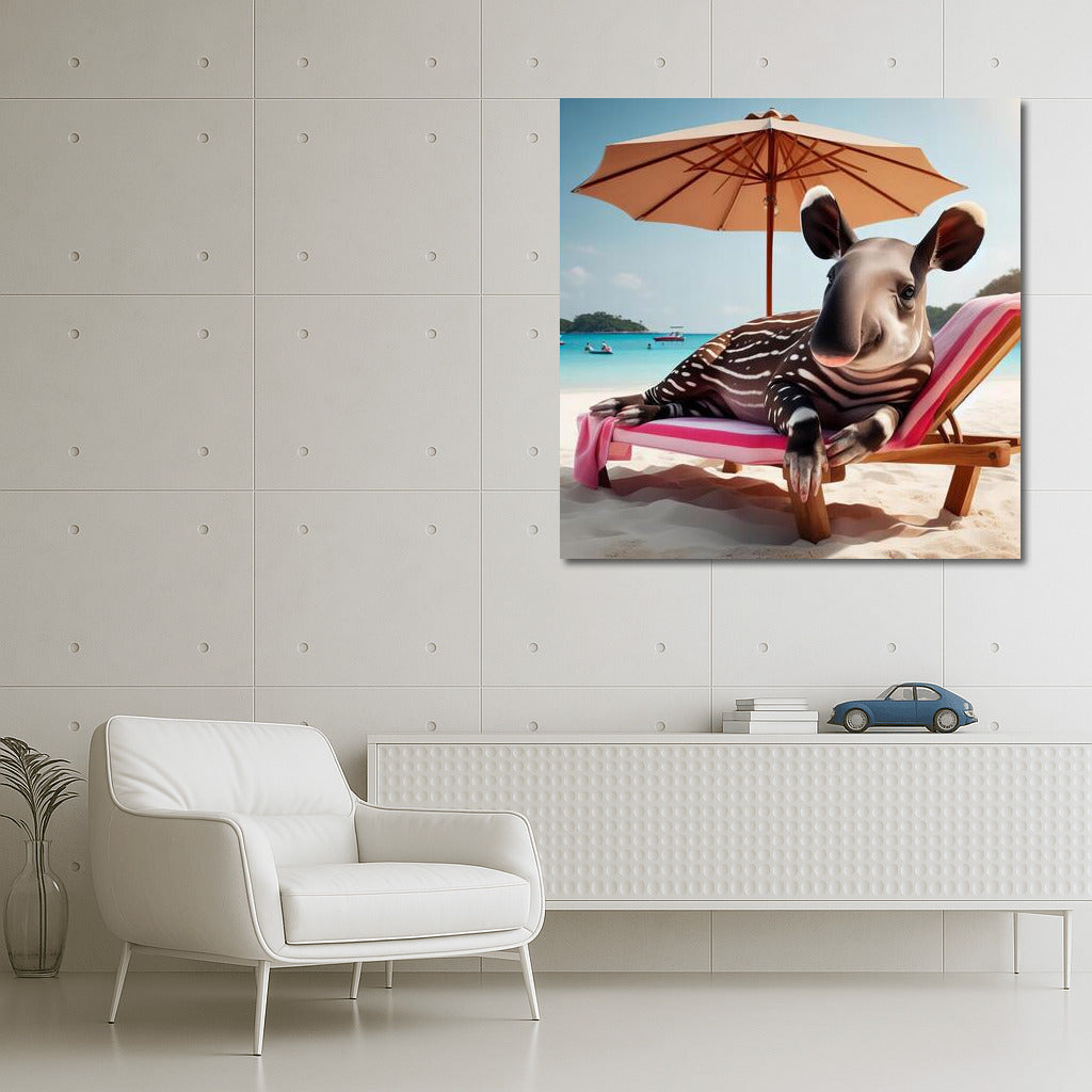 Tapir on the Beach: Relaxing under an Umbrella