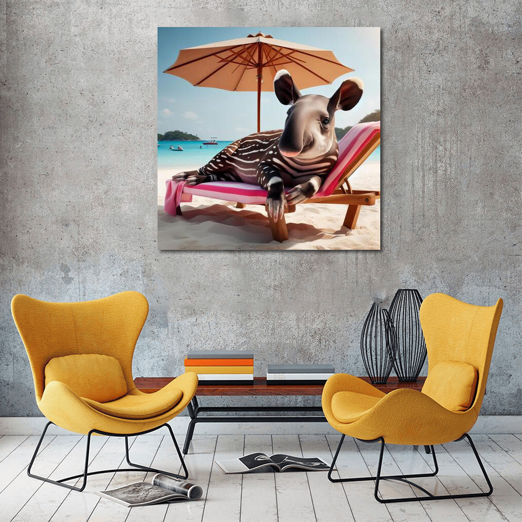 Tapir on the Beach: Relaxing under an Umbrella