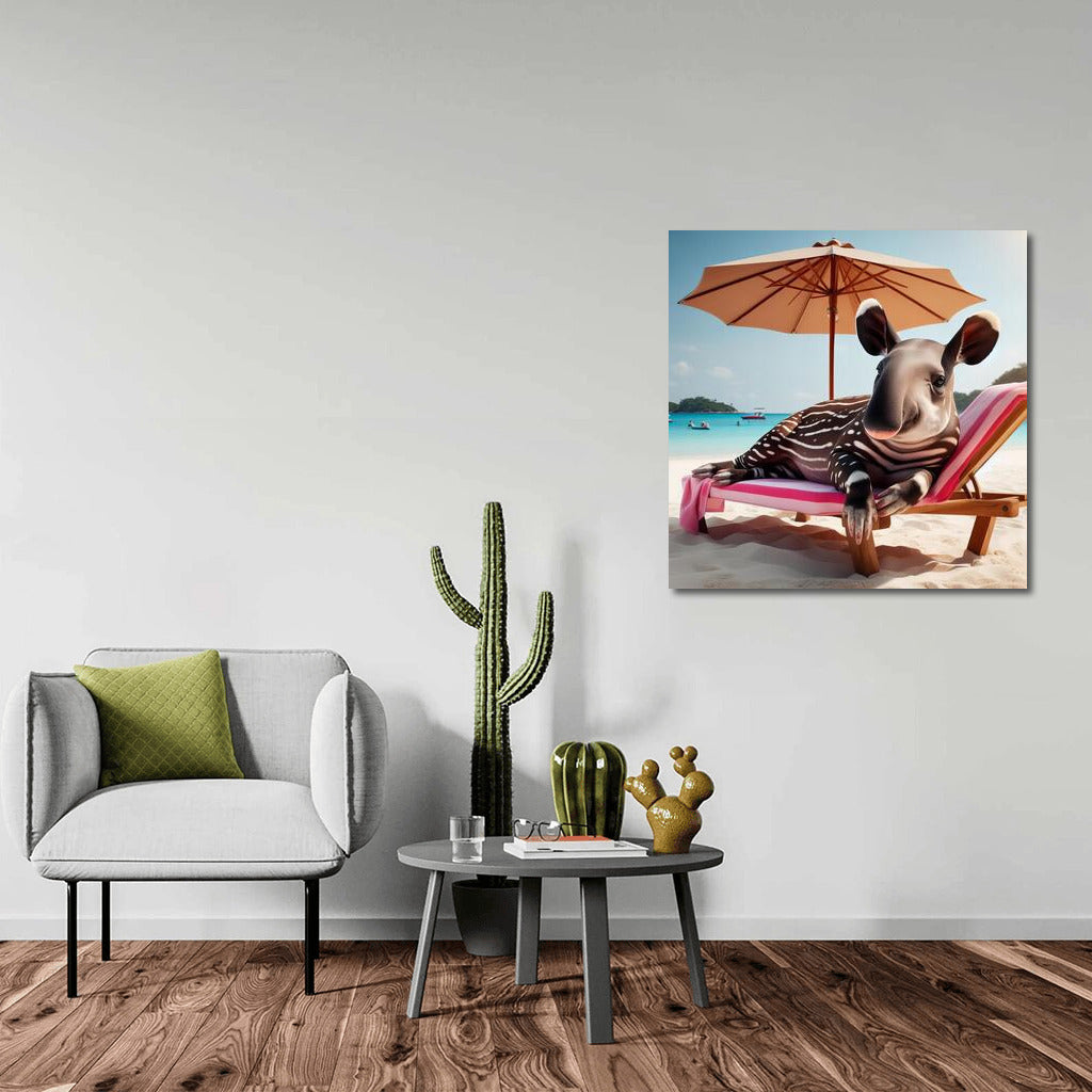 Tapir on the Beach: Relaxing under an Umbrella