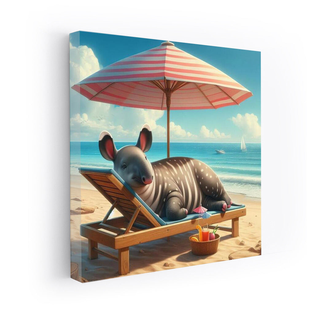 Tapir on the Beach: Exotic Vacation Under an Umbrella