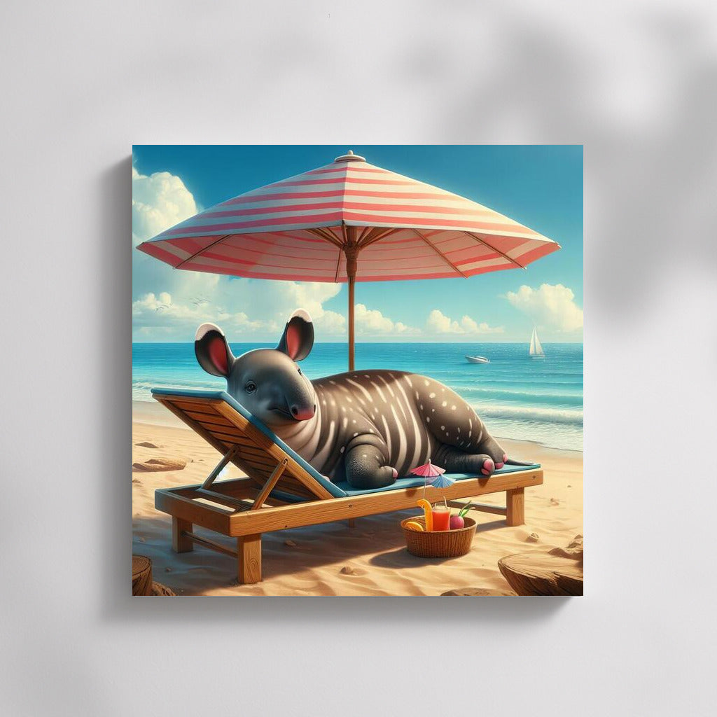 Tapir on the Beach: Exotic Vacation Under an Umbrella