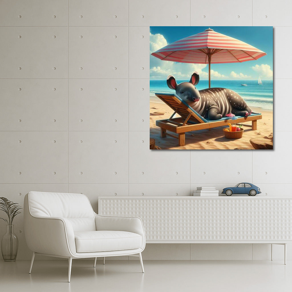 Tapir on the Beach: Exotic Vacation Under an Umbrella