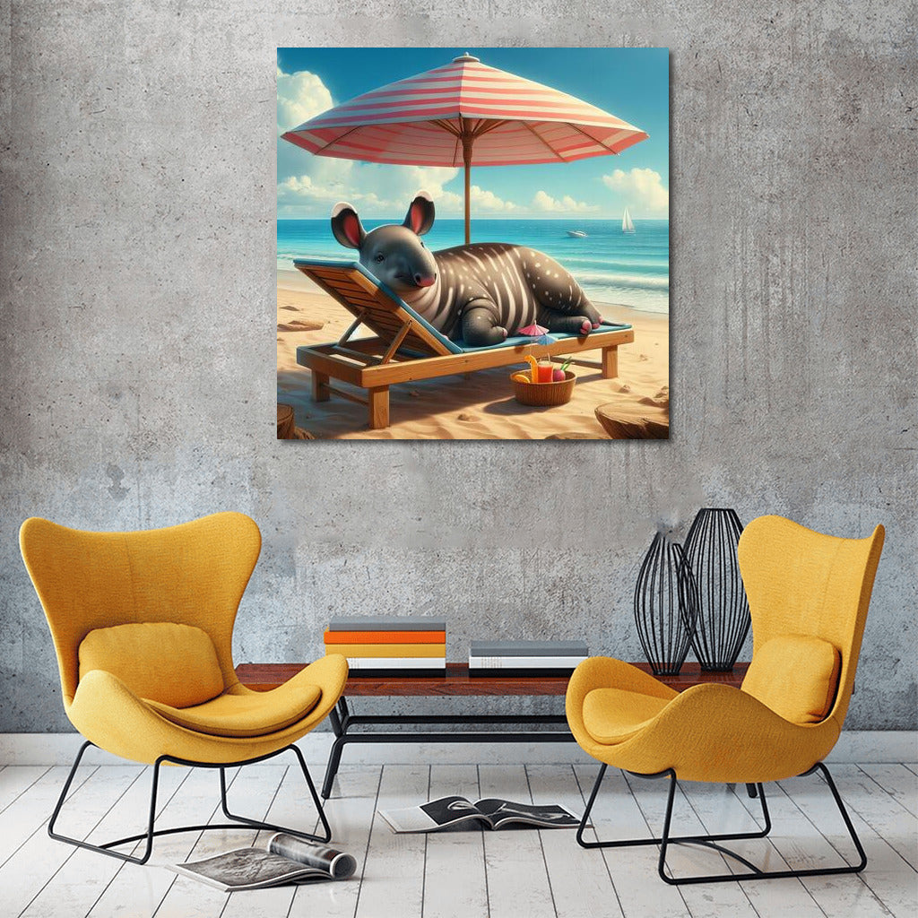 Tapir on the Beach: Exotic Vacation Under an Umbrella