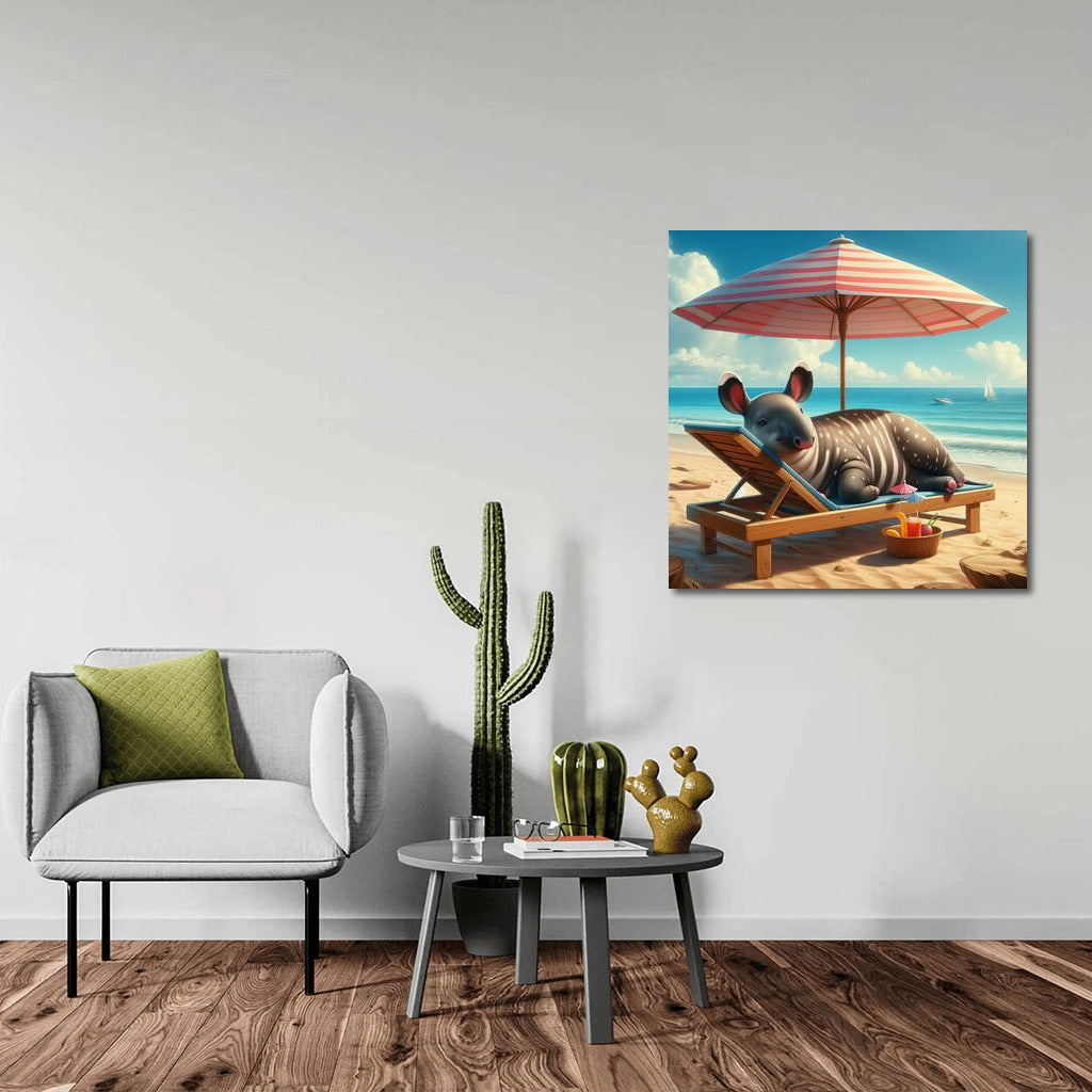 Tapir on the Beach: Exotic Vacation Under an Umbrella