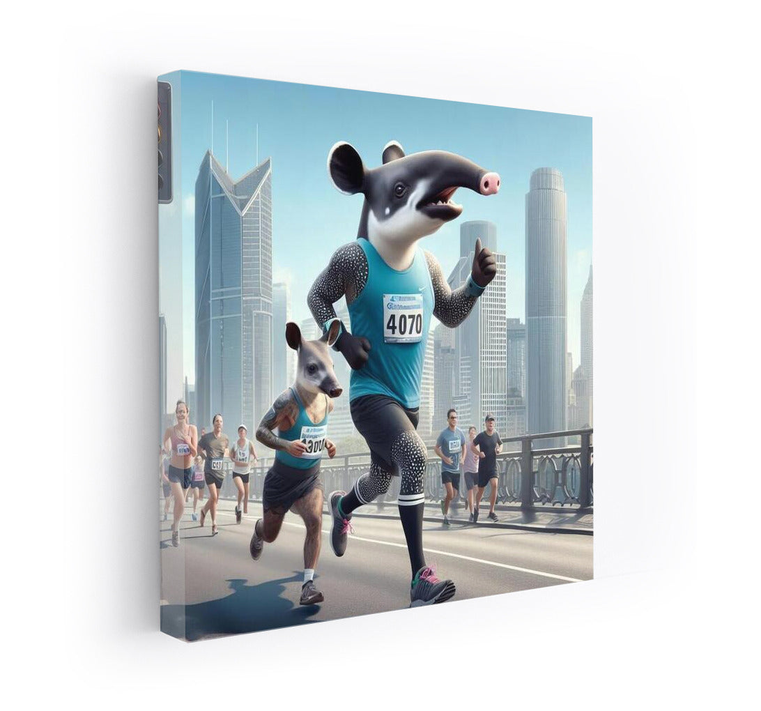 Tapir at the City Marathon: Funny Wall Decoration for Interior