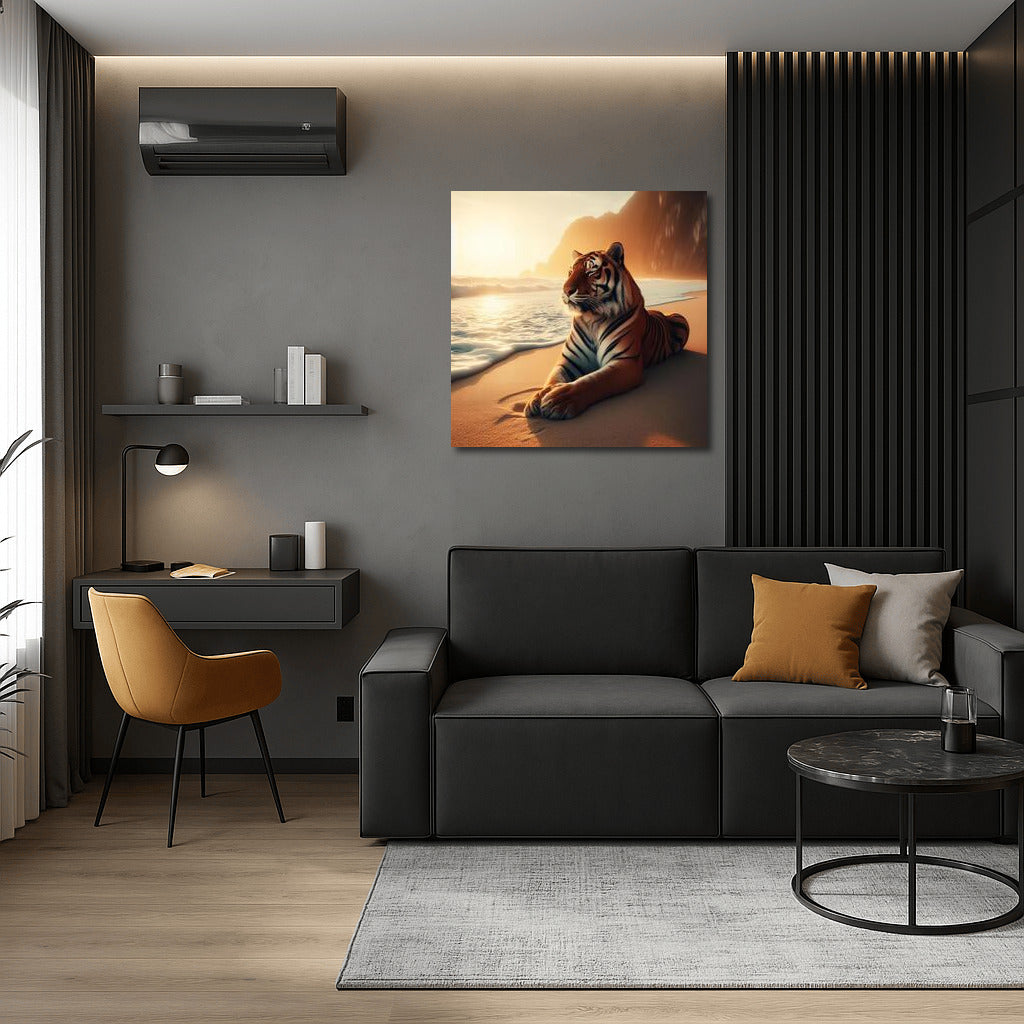 Meditating Tiger on the Beach: Harmony and Exotica for Your Interior