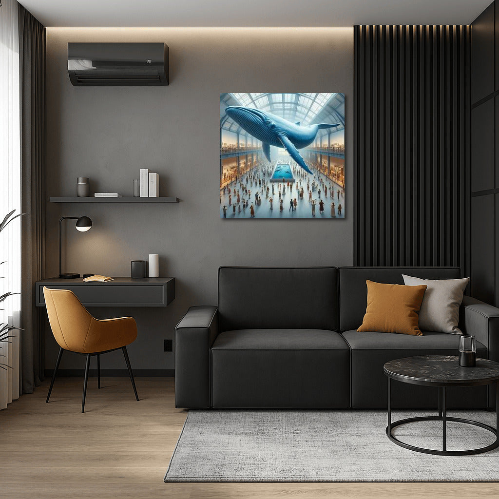 Majestic Whale in the Museum Gallery: A Fantasy Journey