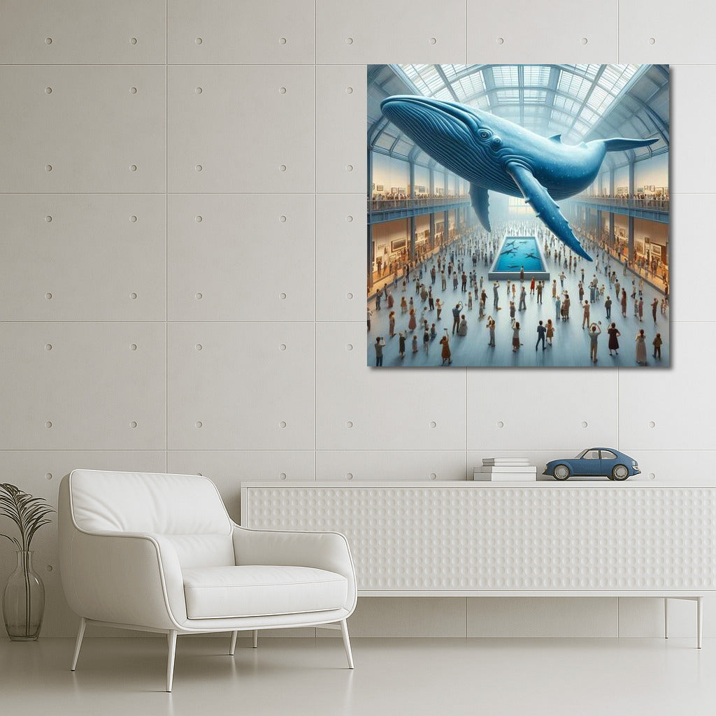 Majestic Whale in the Museum Gallery: A Fantasy Journey