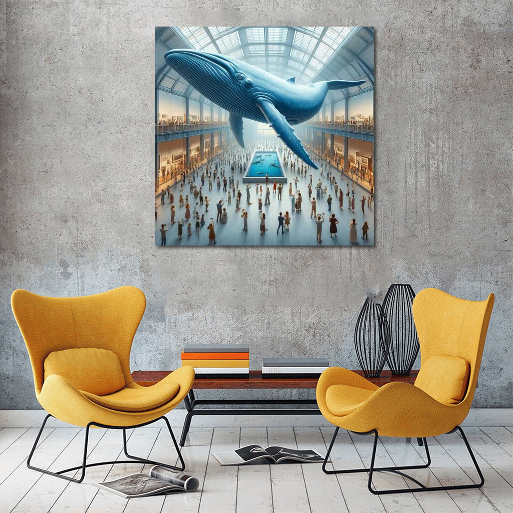 Majestic Whale in the Museum Gallery: A Fantasy Journey