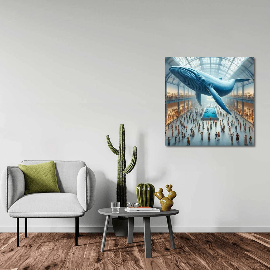 Majestic Whale in the Museum Gallery: A Fantasy Journey