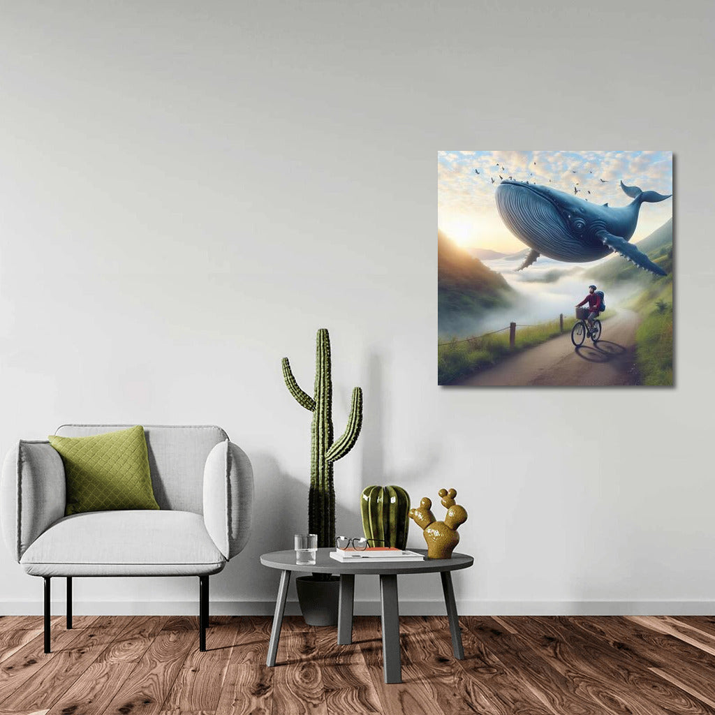Magic Whale Flying Over Mountain Biker
