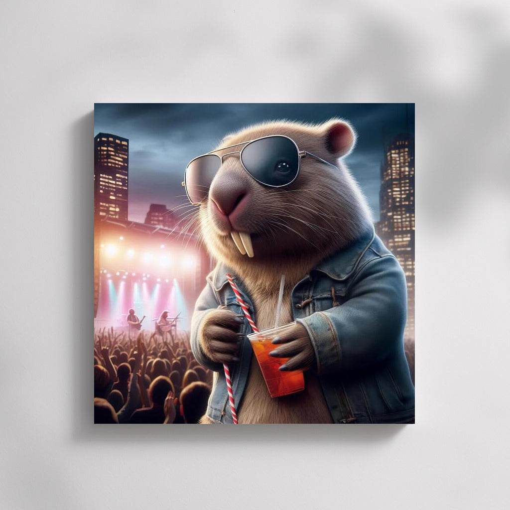 Rock 'n' Roll Wombat in Jeans at Concert