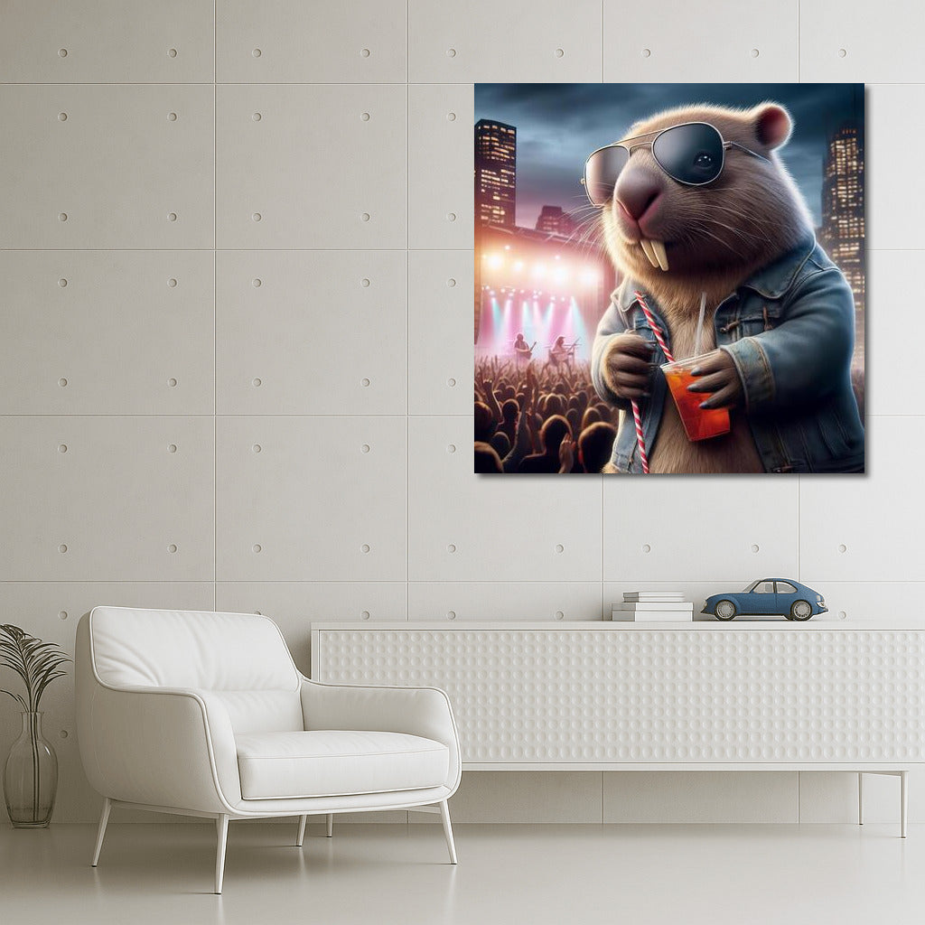 Rock 'n' Roll Wombat in Jeans at Concert