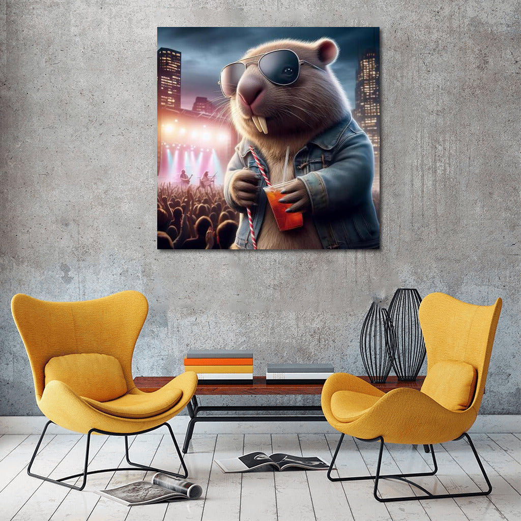 Rock 'n' Roll Wombat in Jeans at Concert