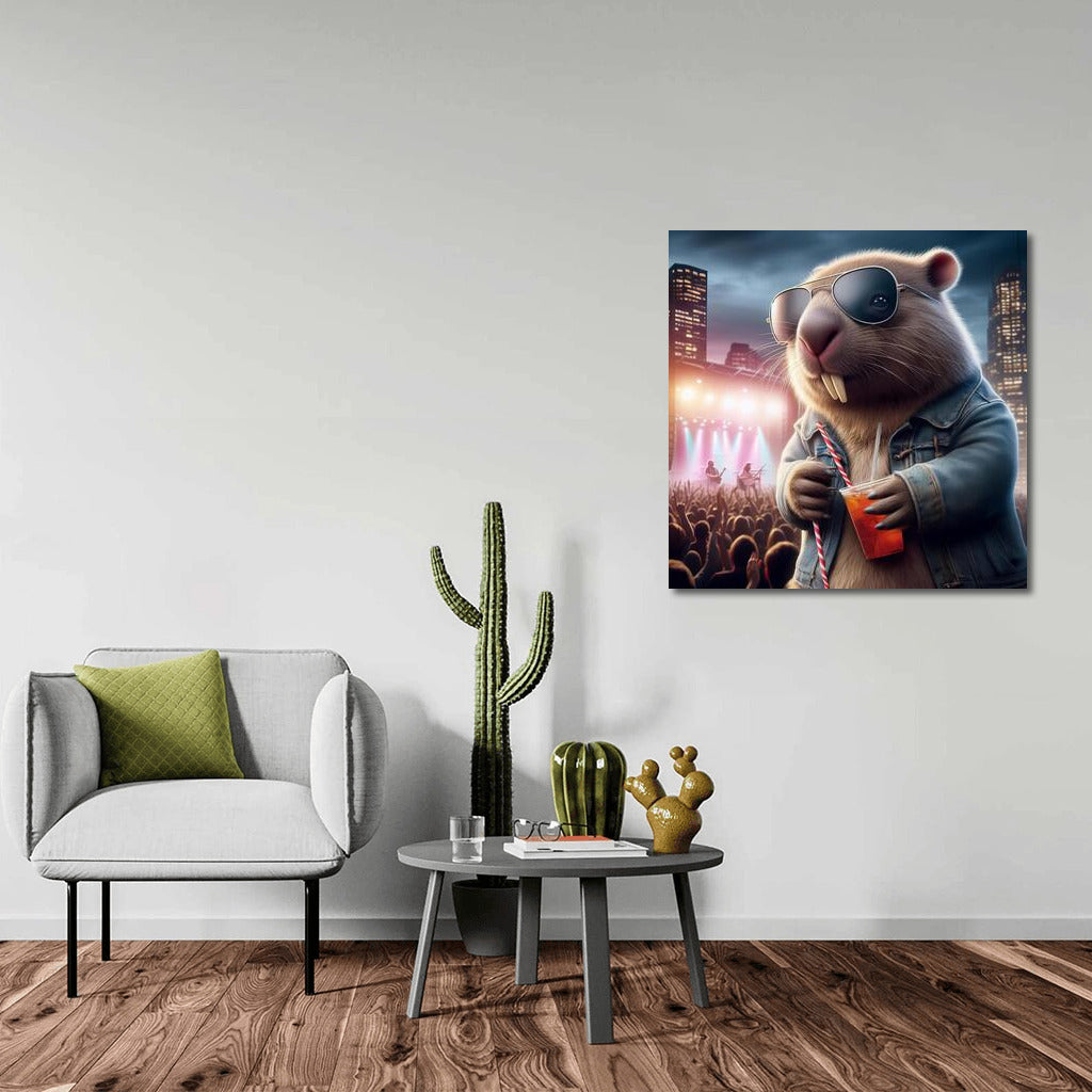Rock 'n' Roll Wombat in Jeans at Concert