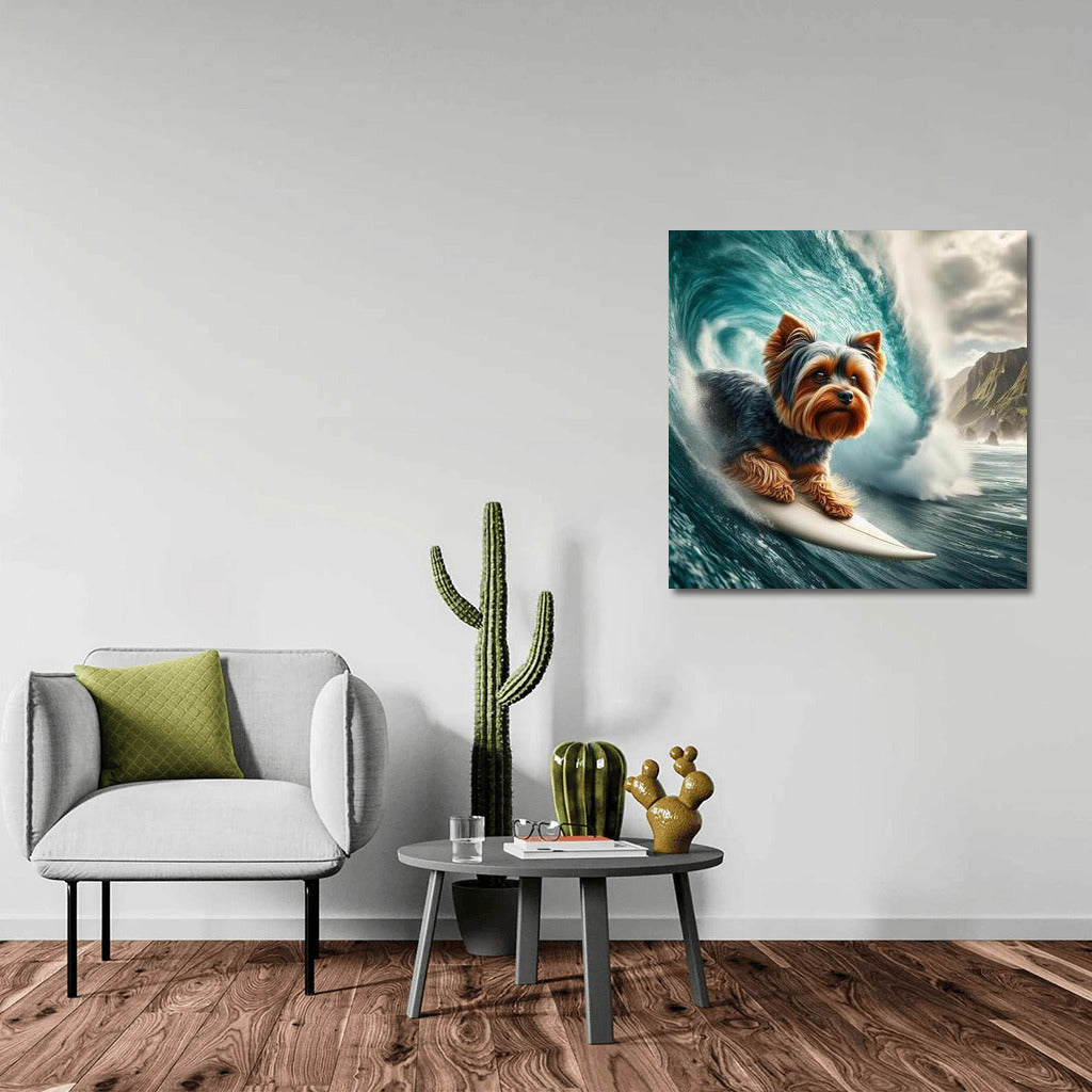 Yorkshire Terrier on the Crest of a Giant Wave: Energy and Fun