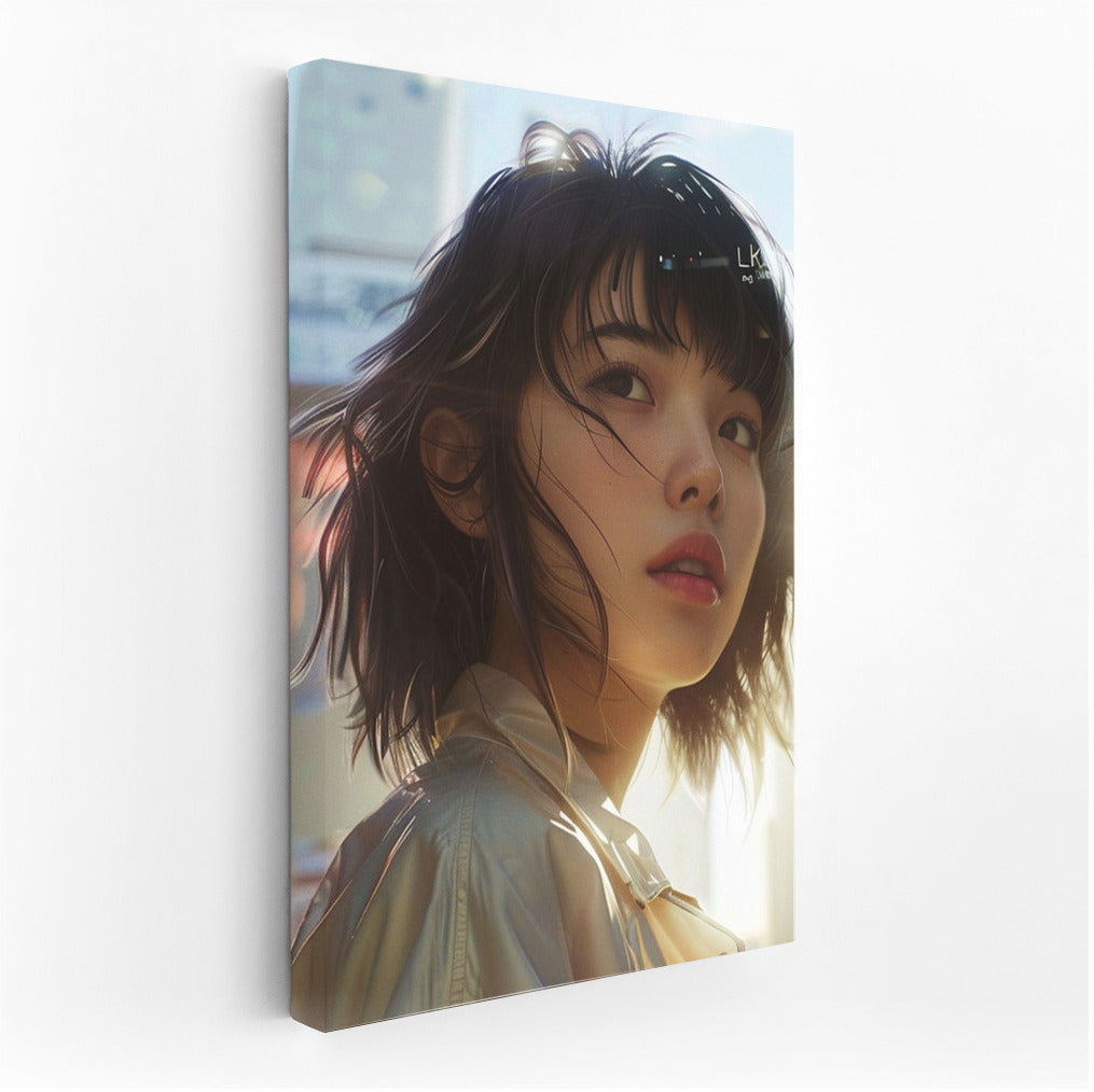 Mysterious Asian Girl: Light and Emotions in the Interior