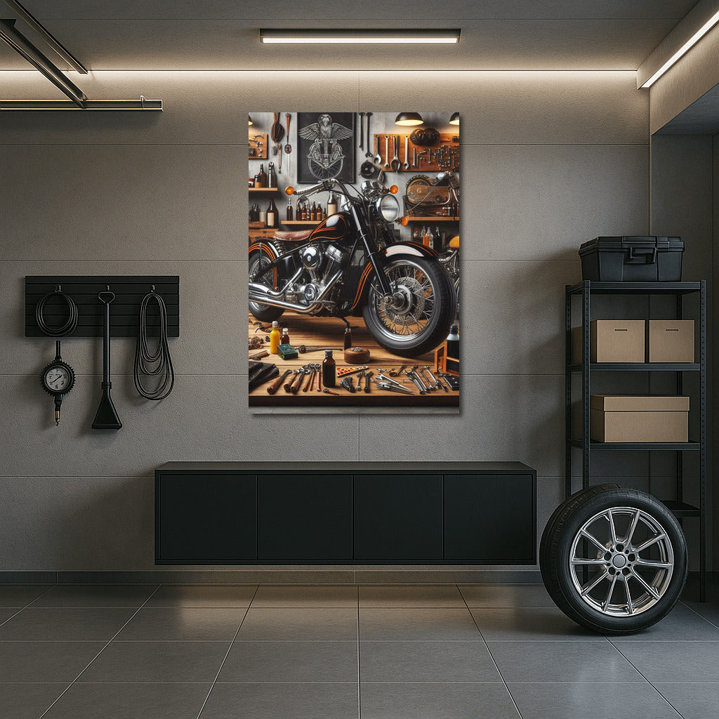 Cruiser in Stylish Garage: Atmosphere of Speed and Details
