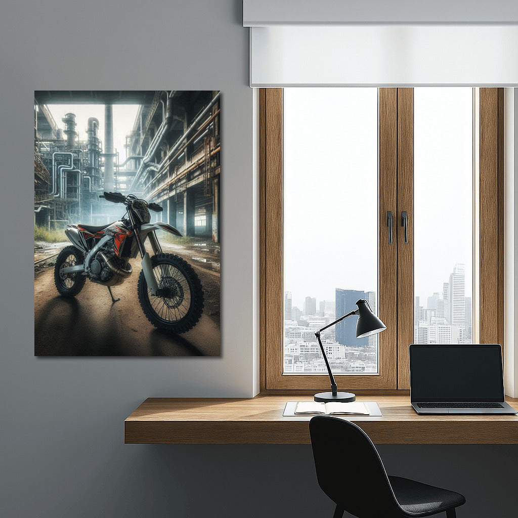 Enduro bike in an industrial zone: freedom in an abandoned factory
