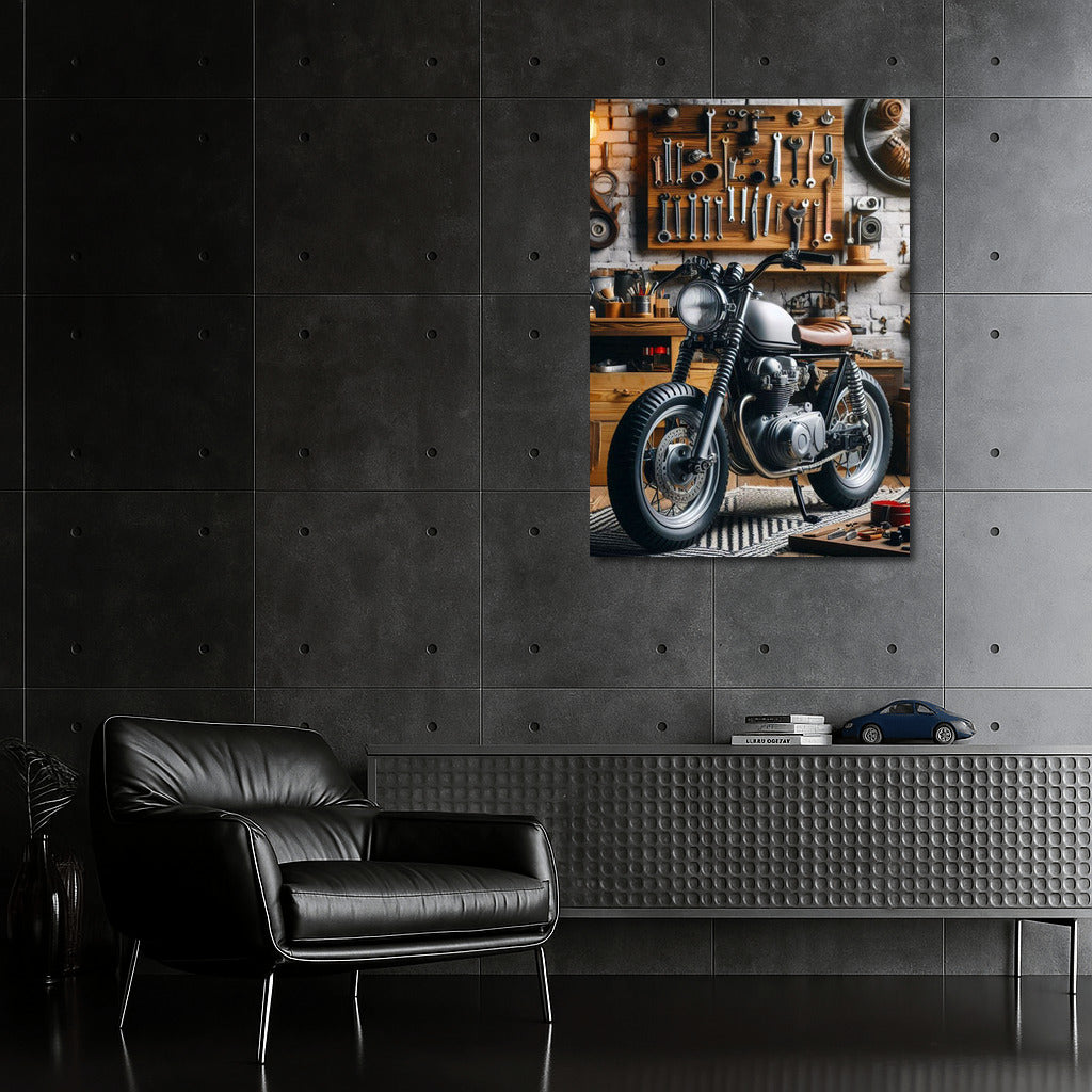 Minibike in Stylish Garage: Dream Workshop for Motorcycle Enthusiasts