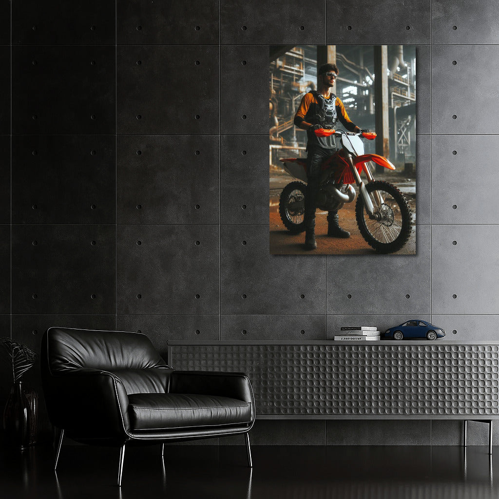 Motocross Bike in Abandoned Factory: Spirit of Adventure