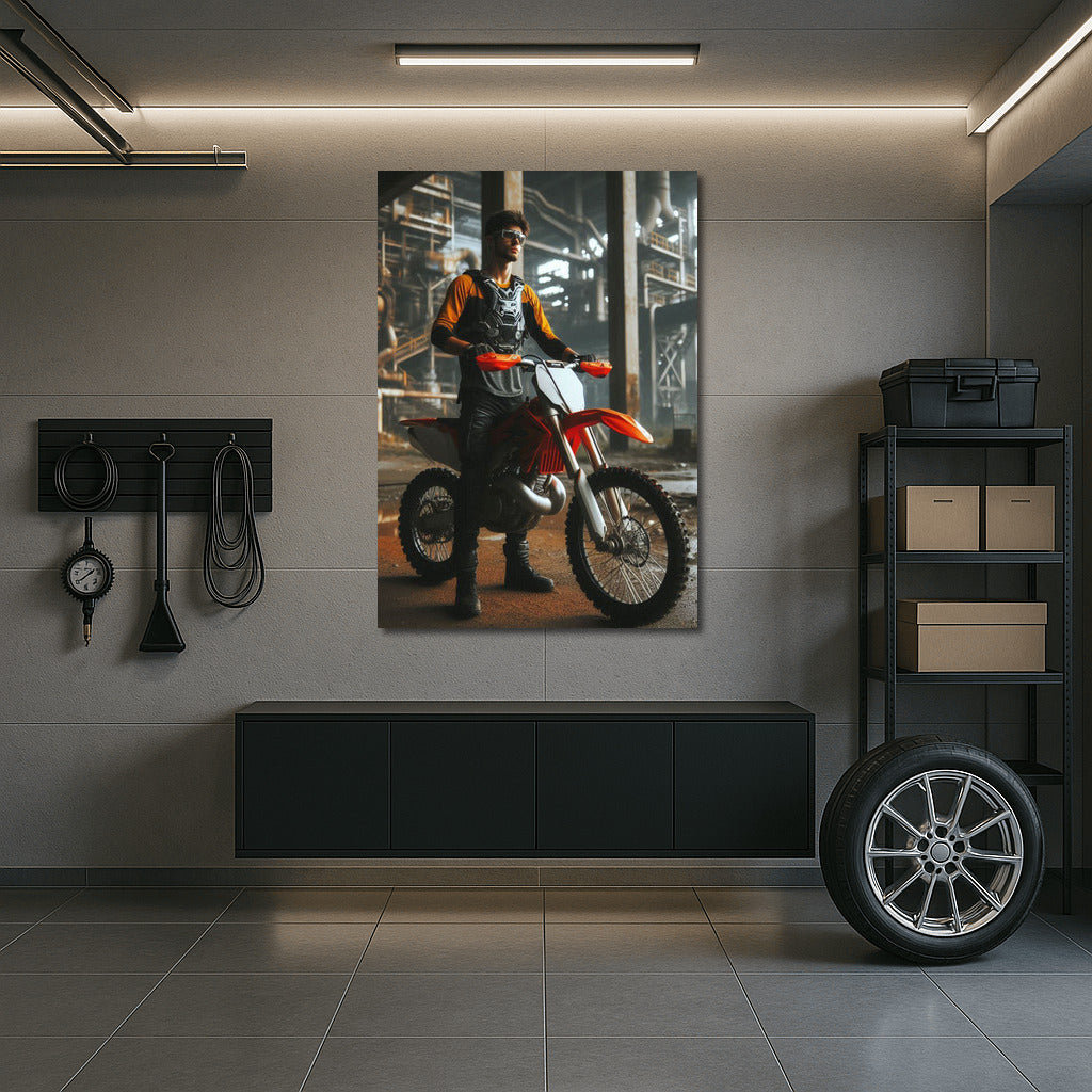 Motocross Bike in Abandoned Factory: Spirit of Adventure