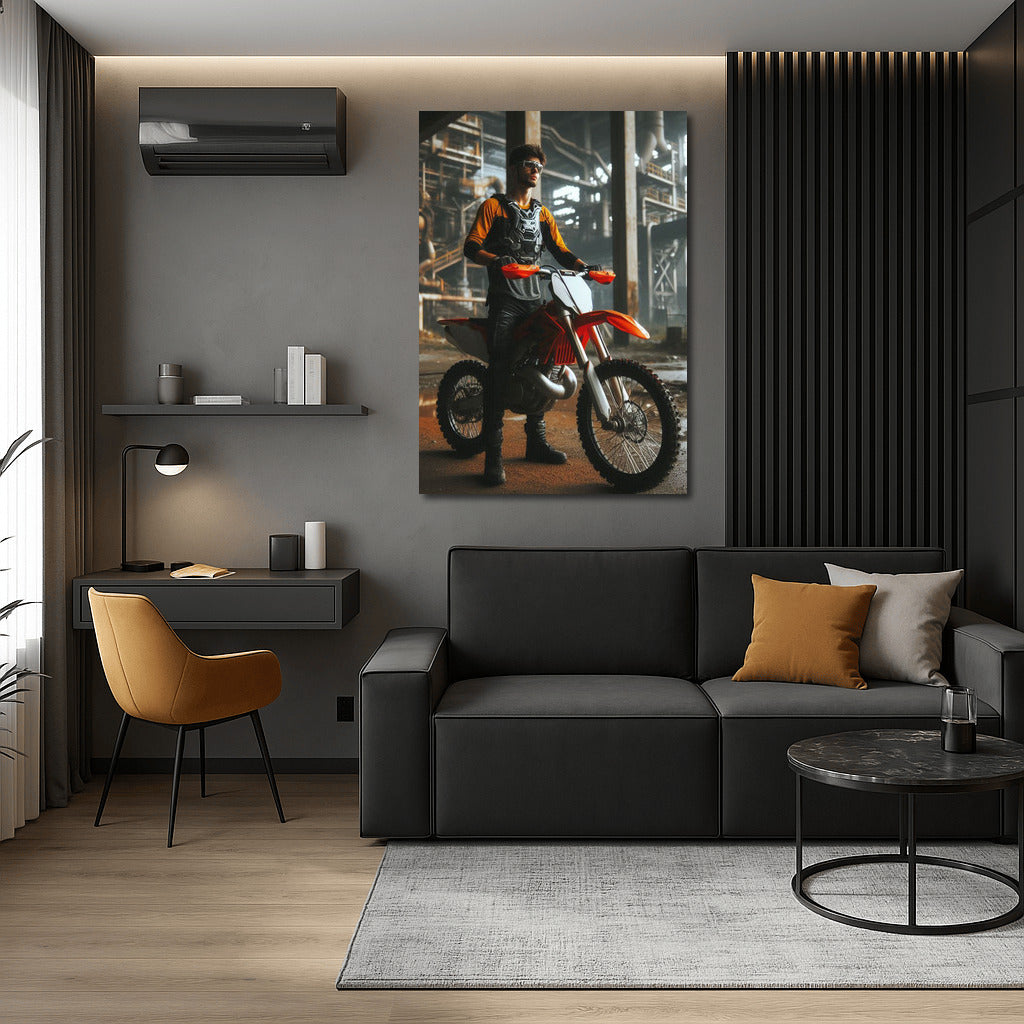 Motocross Bike in Abandoned Factory: Spirit of Adventure