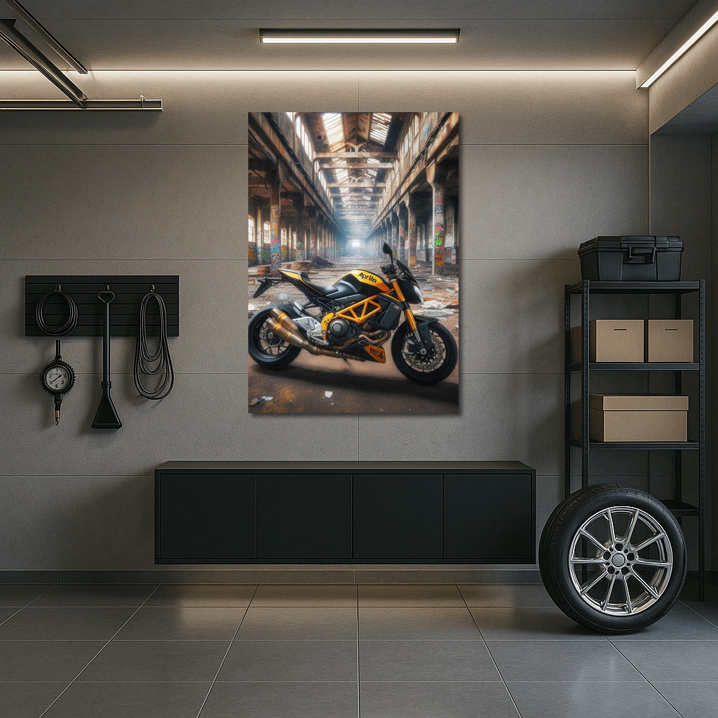 Aprilia Motorcycle in Secrets of Abandoned Warehouse