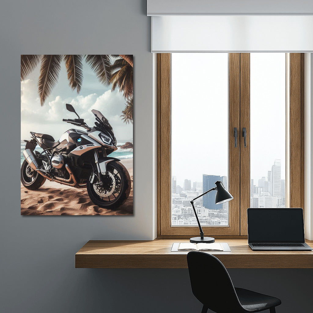 BMW Motorcycle on a Tropical Beach: Freedom and Adventure