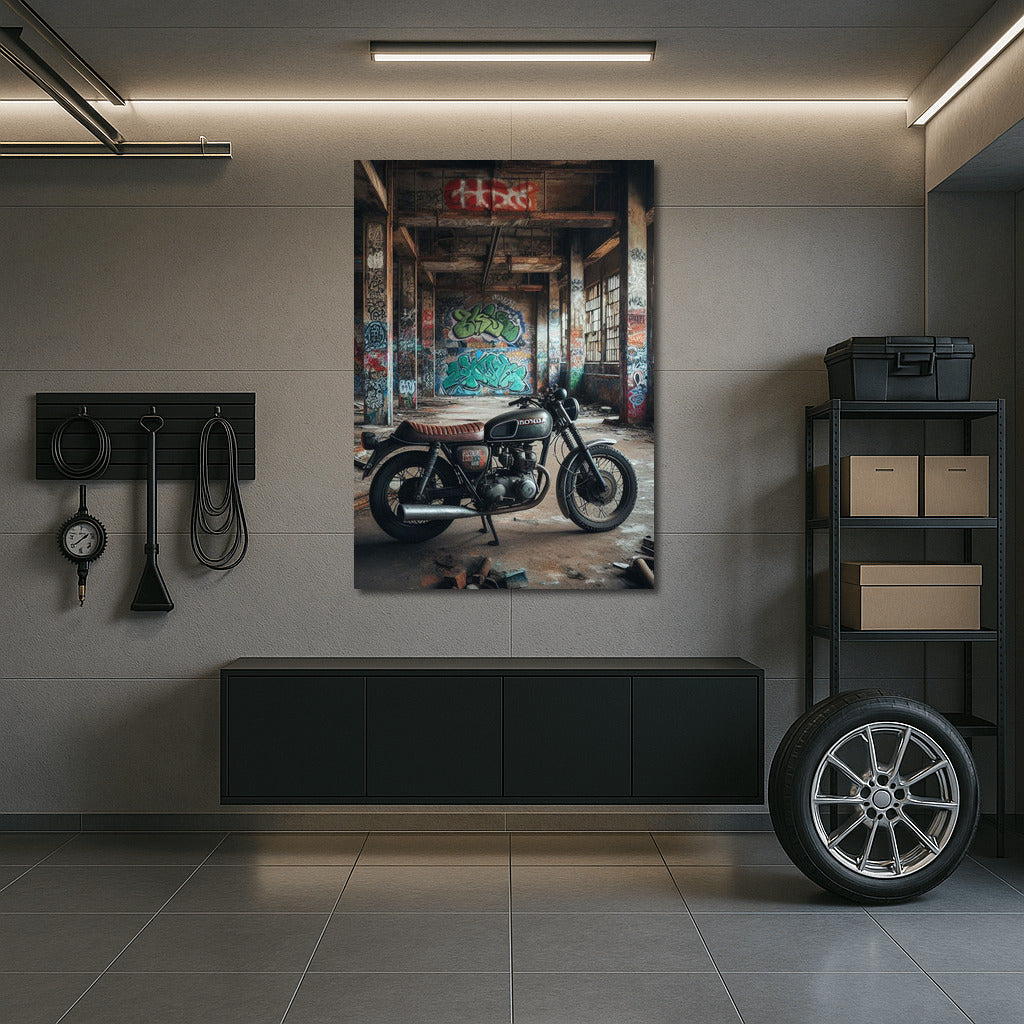 Rebel Spirit: Legendary Honda Motorcycle in Abandoned Warehouse