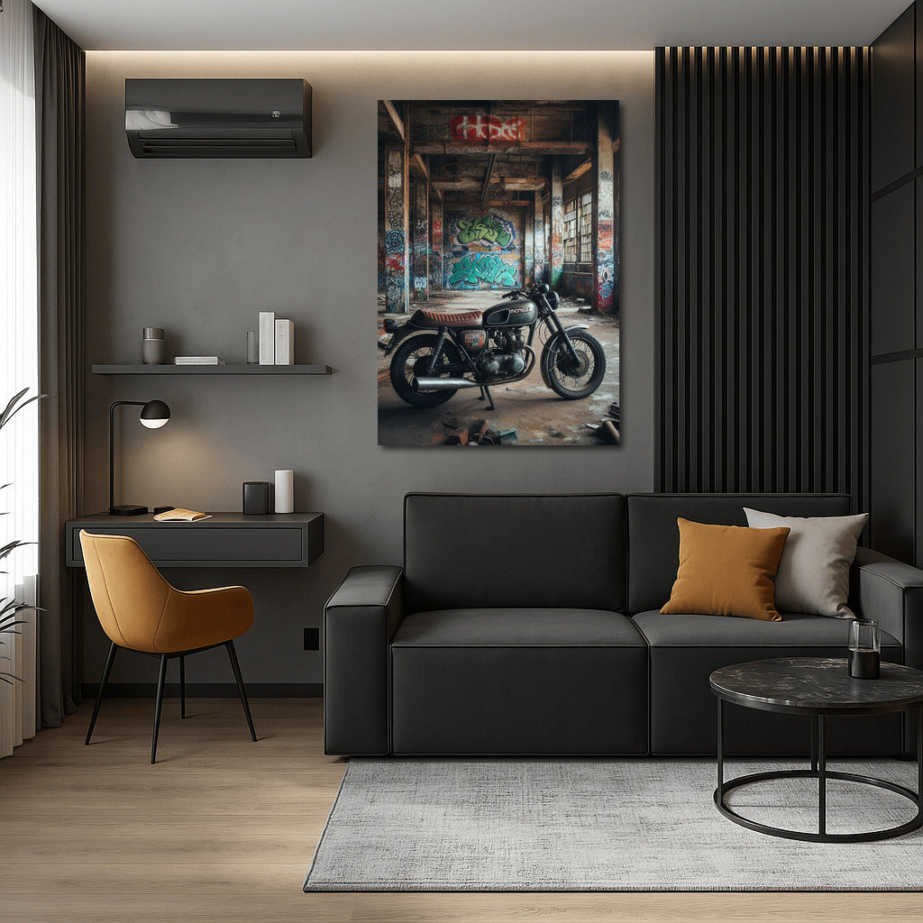 Rebel Spirit: Legendary Honda Motorcycle in Abandoned Warehouse