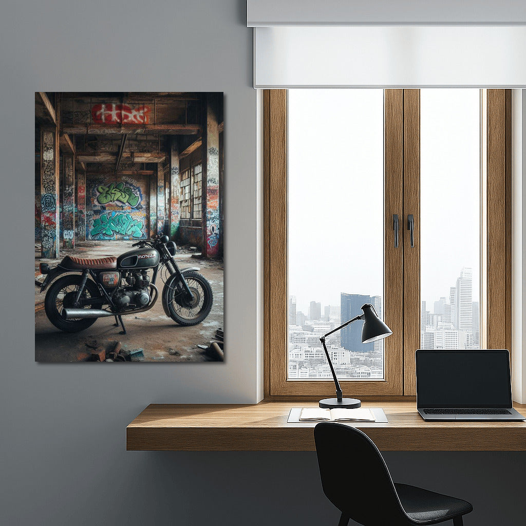 Rebel Spirit: Legendary Honda Motorcycle in Abandoned Warehouse