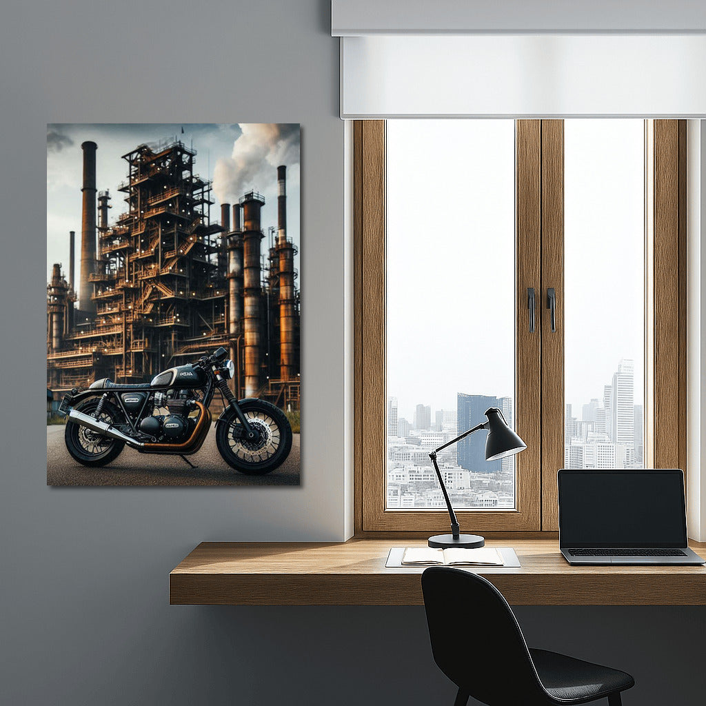 Urban's Thunder: Honda Motorcycle in Industrial Zone