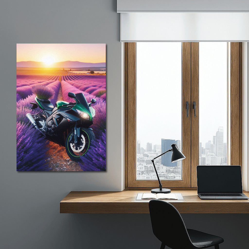 Kawasaki in Lavender Fields: Speed and Nature