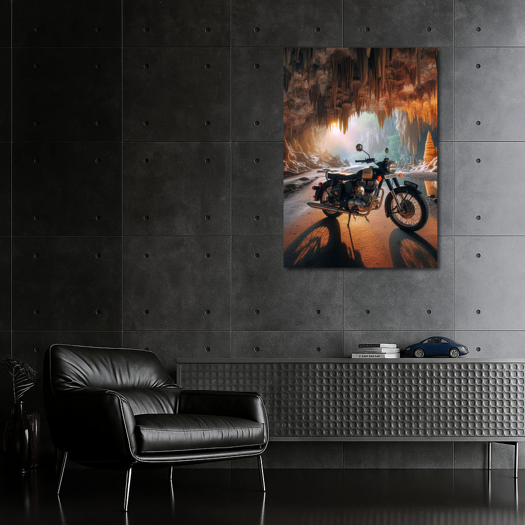 Royal Enfield in Caves: Motorcycle among Stalactites and Stalagmites
