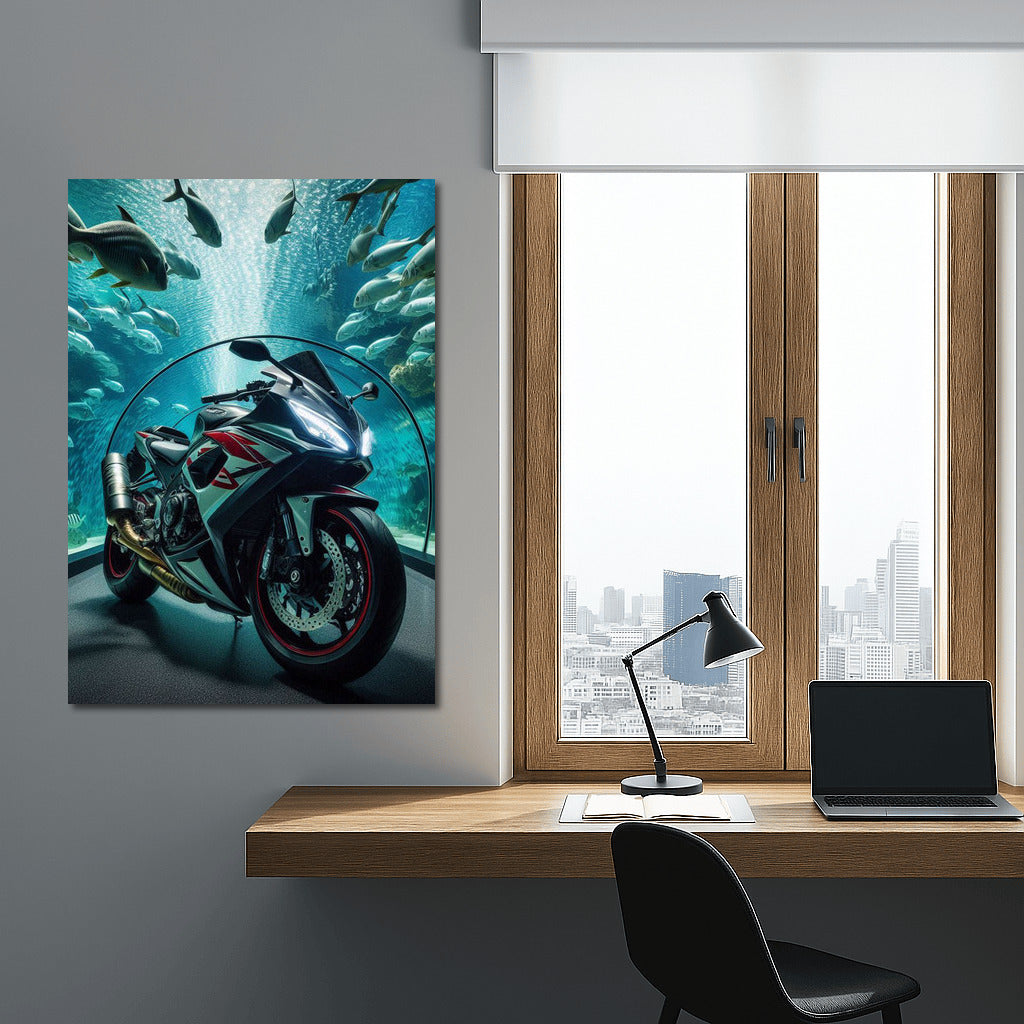 Underwater Adventure: Suzuki Motorcycle in Tunnel