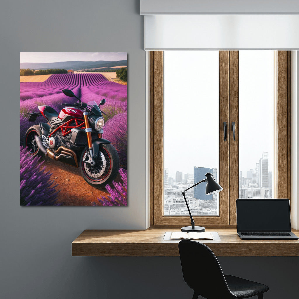 Ducati in Lavender Fields: Speed and Tranquility