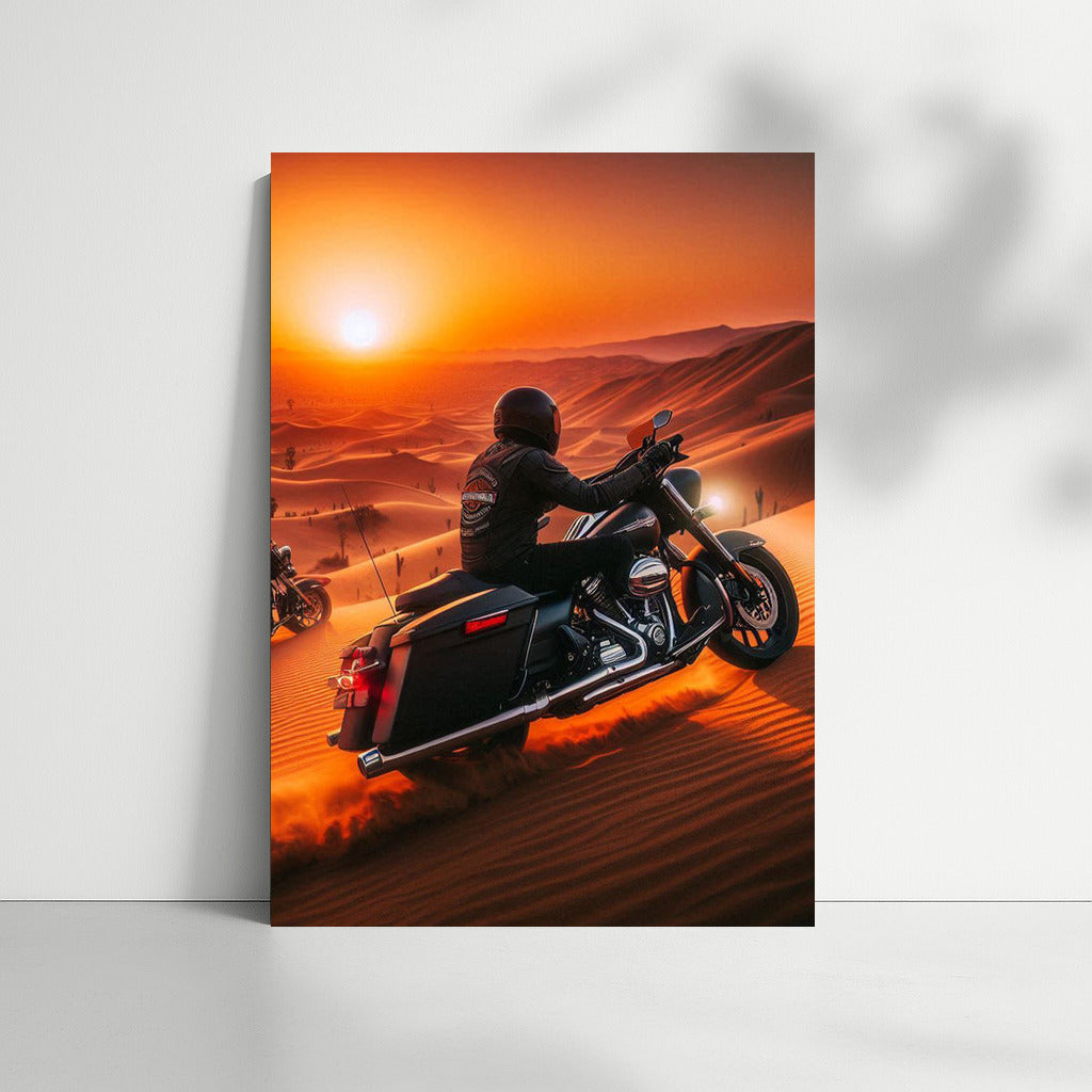 Sunset Freedom: Harley Davidson in the Desert