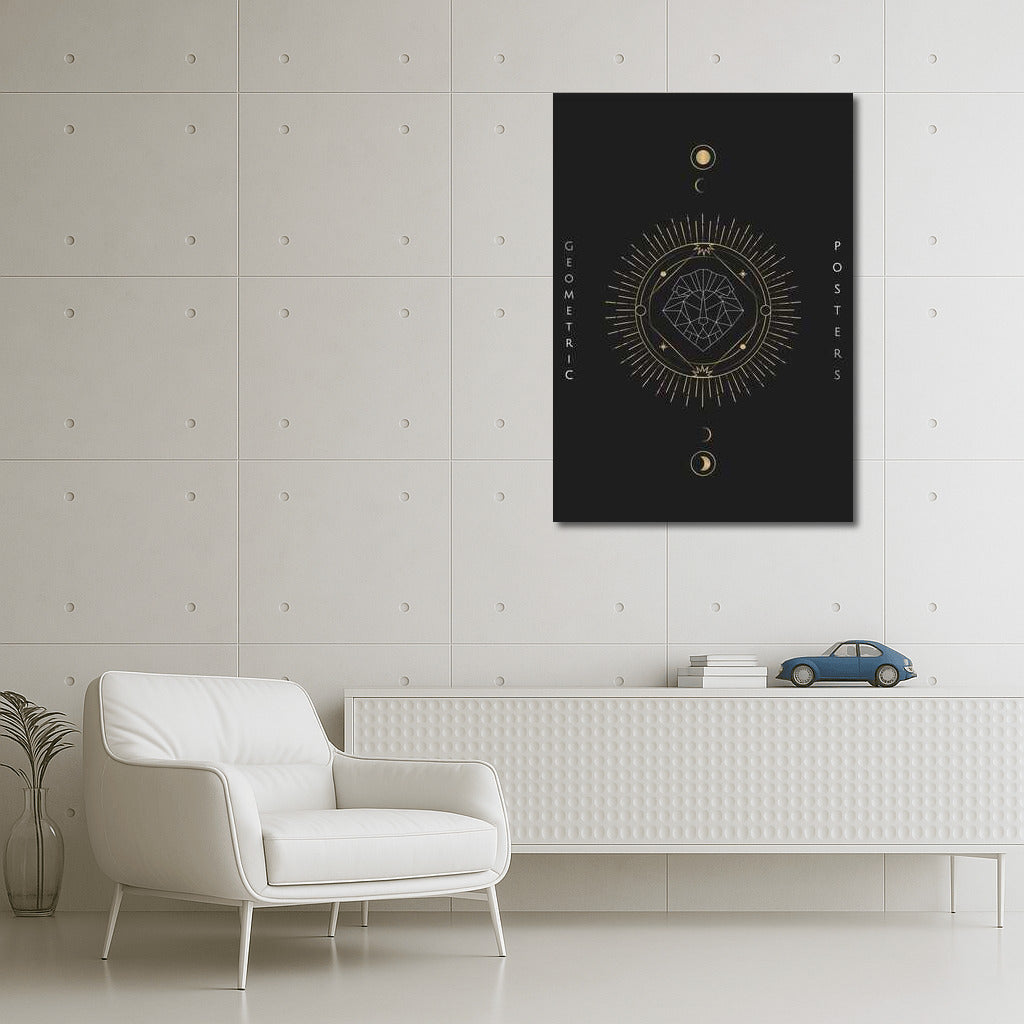 Golden Lion: Geometry of Style on Black Background