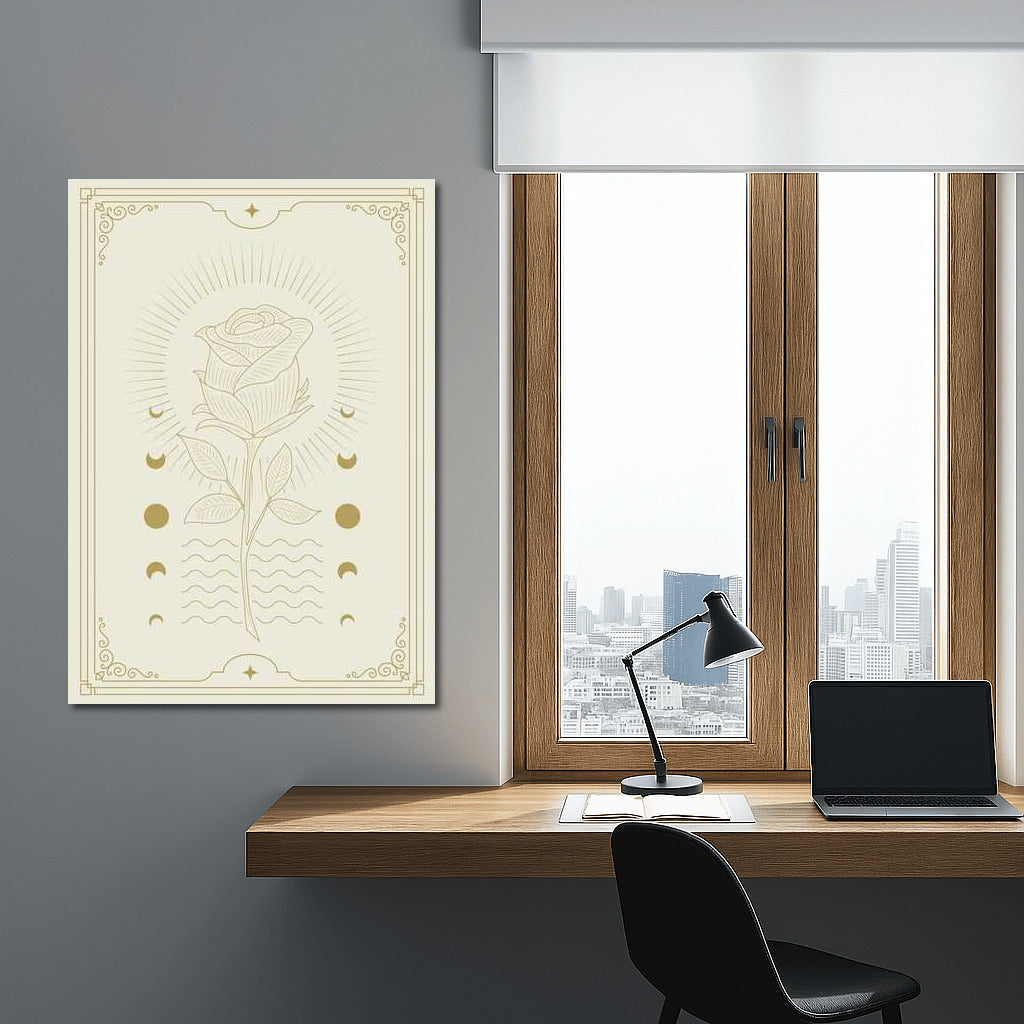 Moon Rose: Moon Phases and Flower for Mystical Interior