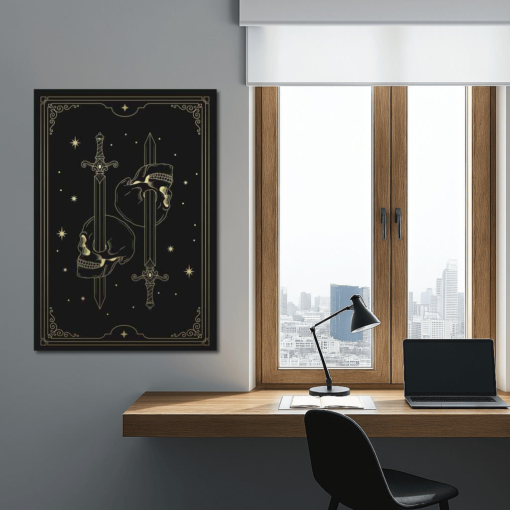 Space Duel: Swords and Skulls on a Starry Background