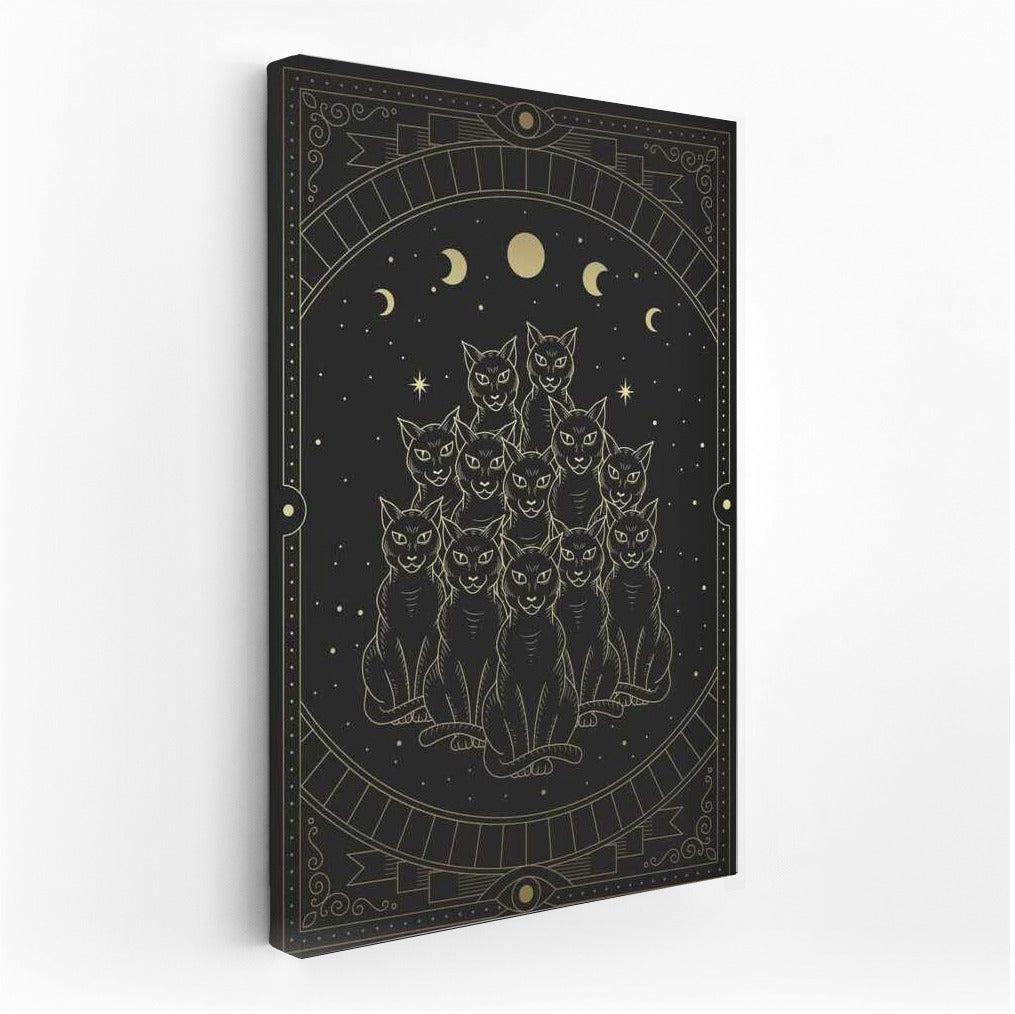 Night Mysteries: Mysterious Cats Under the Starry Sky