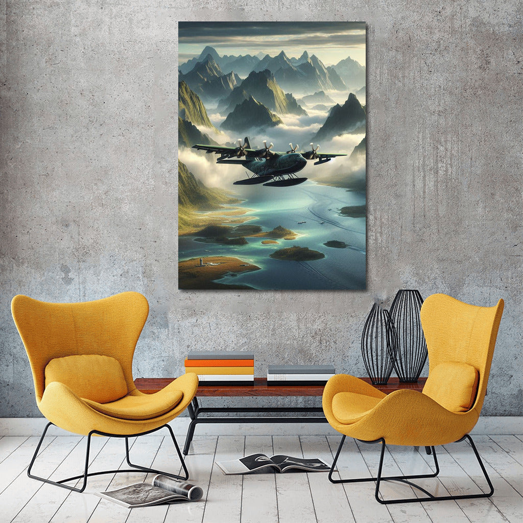 Amphibious Flight: Reflecting the Sky over Mountain Peaks