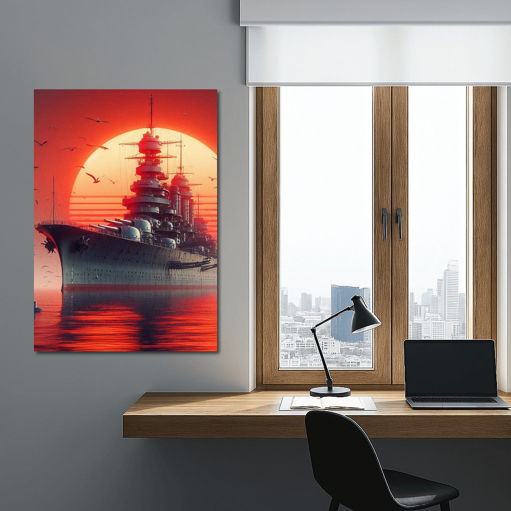 Battleship Sunset Symphony: Power and Beauty