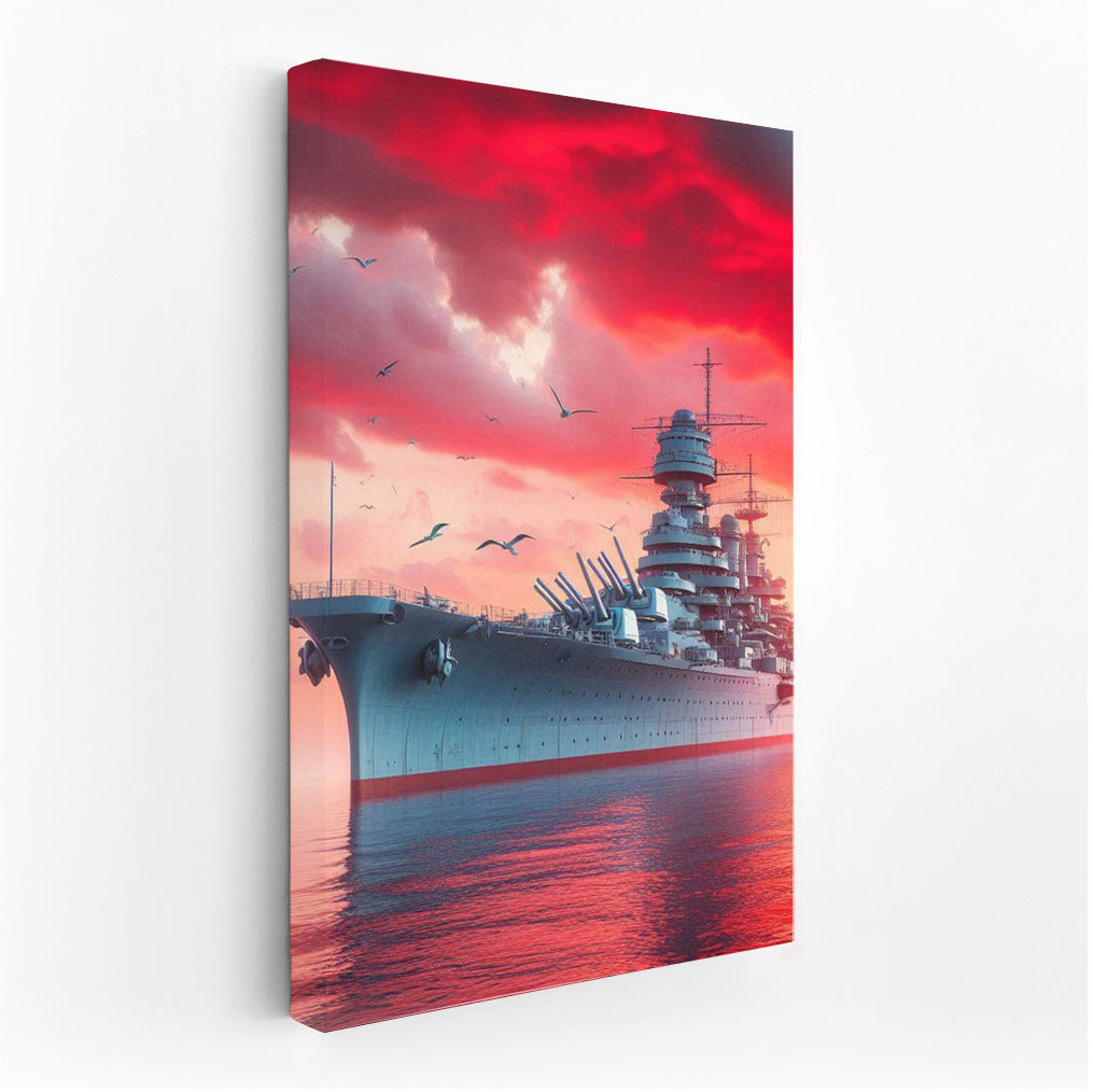 Sunset Sea Force: Battleships on Canvas