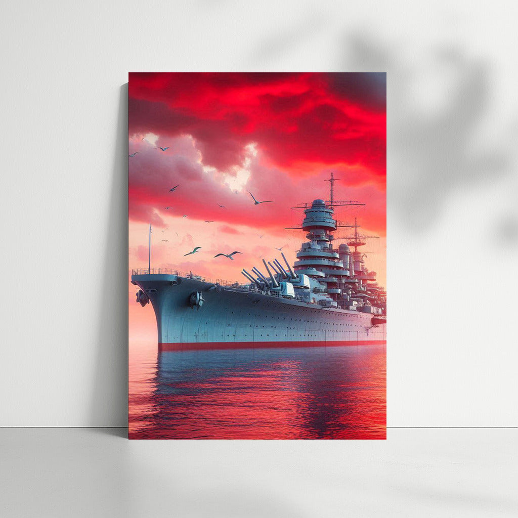 Sunset Sea Force: Battleships on Canvas