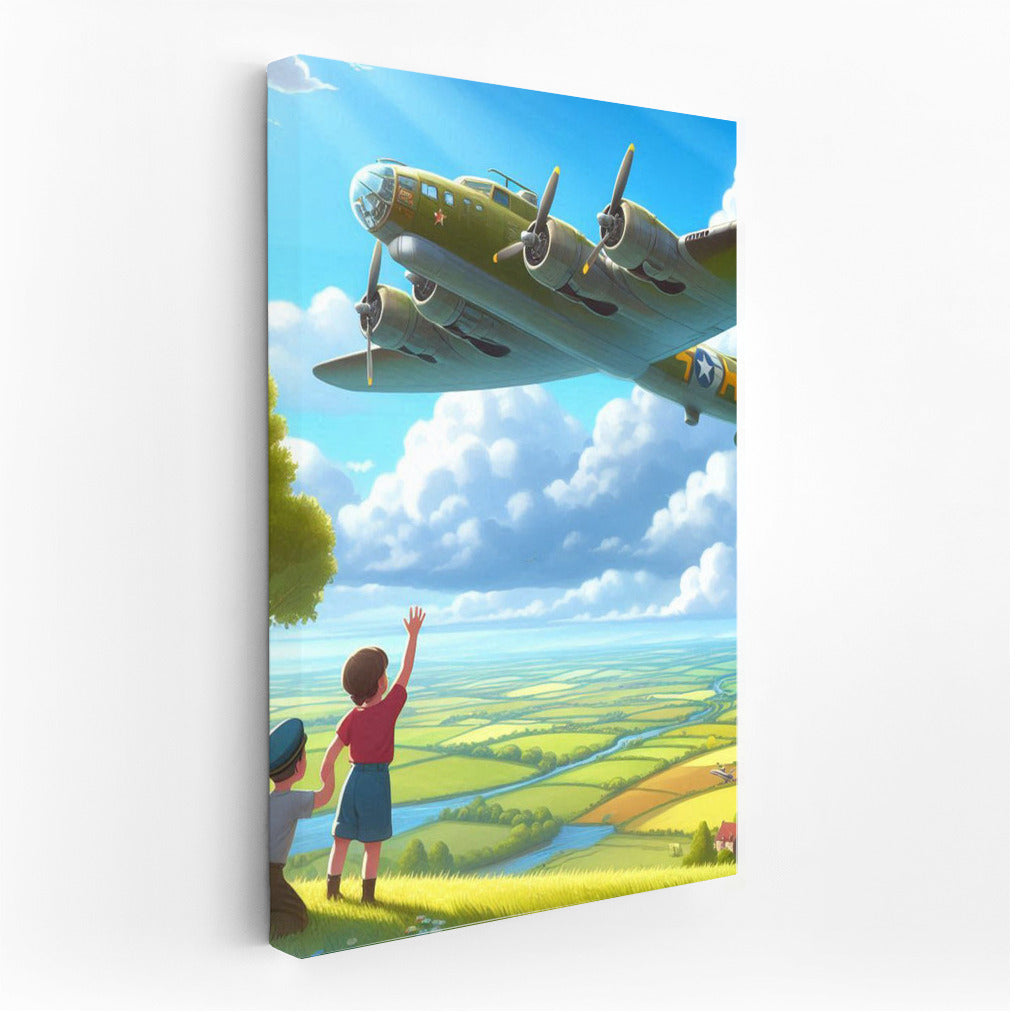 Bomber in Flight Under the Rainbow: Symbol of Dream and Freedom