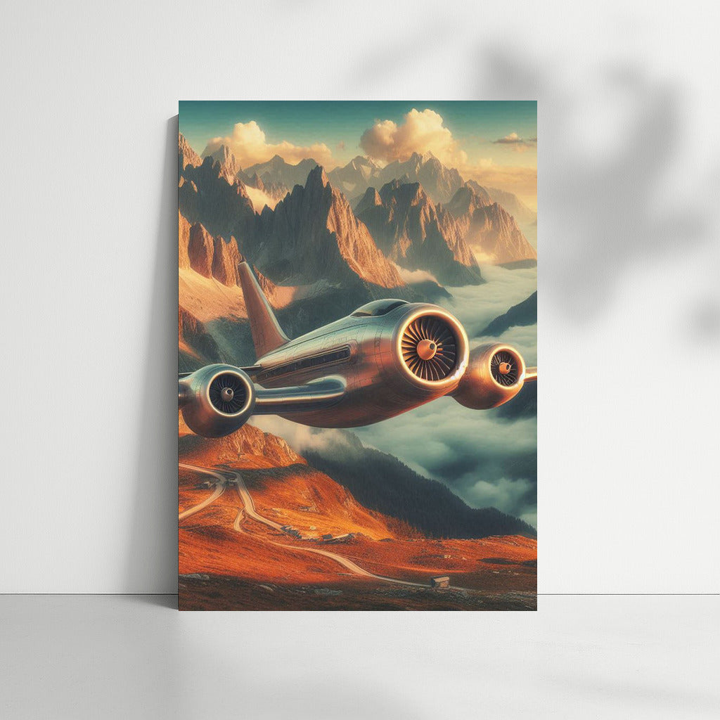 Experimental aircraft over majestic mountains: a dream of flight