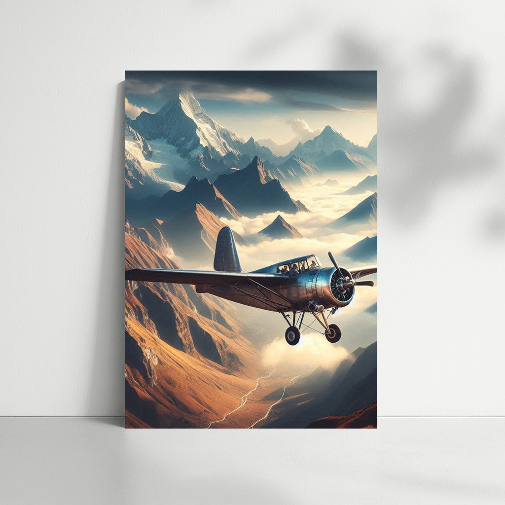 Experimental Aircraft Embraced by Mountain Landscape: Art for Dreamers and Explorers