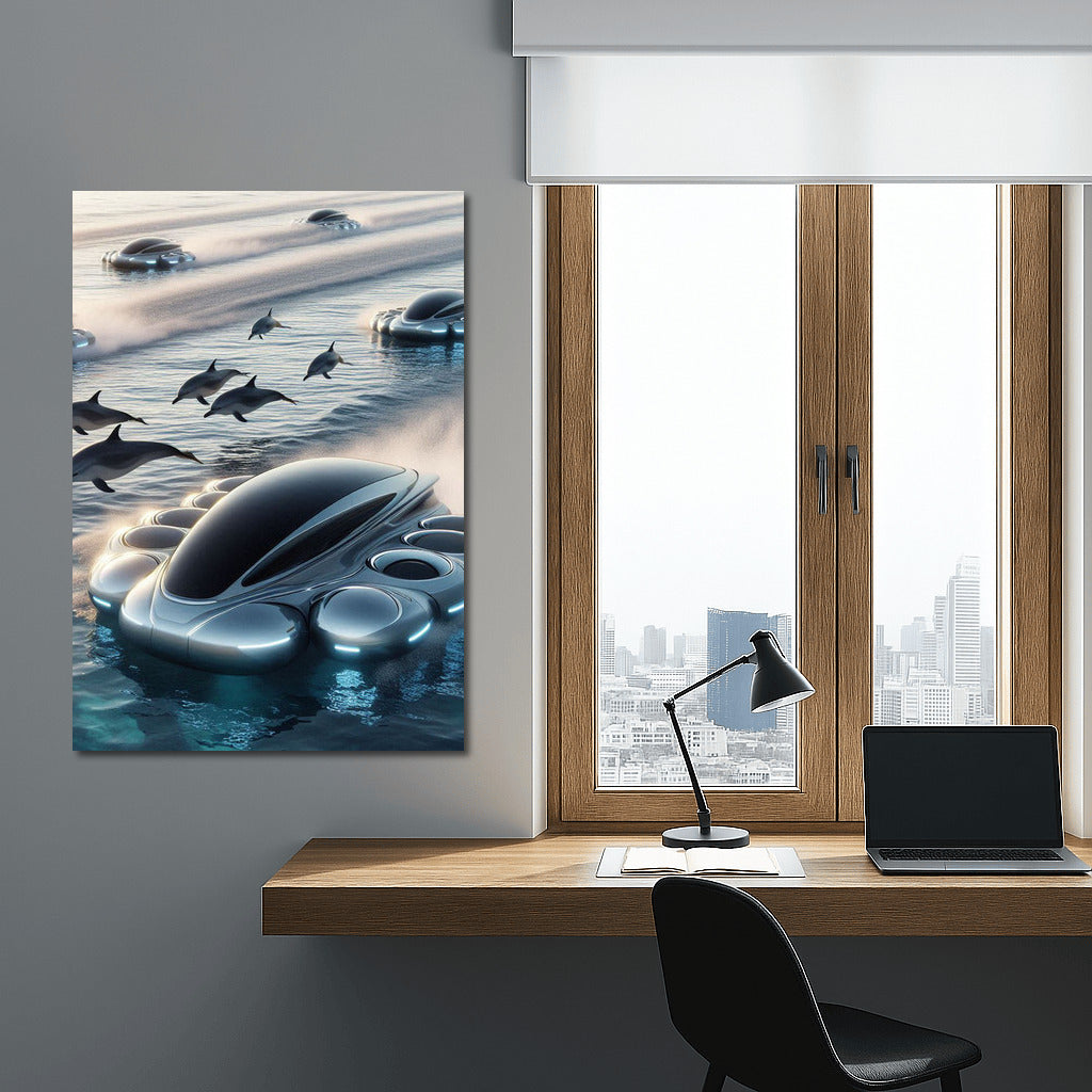Futuristic Ships and Dolphins: Gliding on the Waves